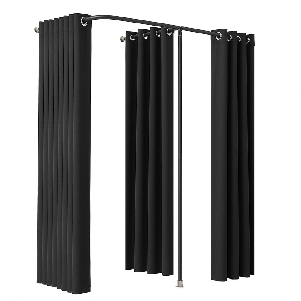 VEVOR Fitting Room, Portable Changing Room with Thick Polyester Curtains, Double Dressing Rooms with Partition Curtains, for Boutique, Mall, Studio, Tailor's Store & Office 79 x 39 x 79 in (Black)