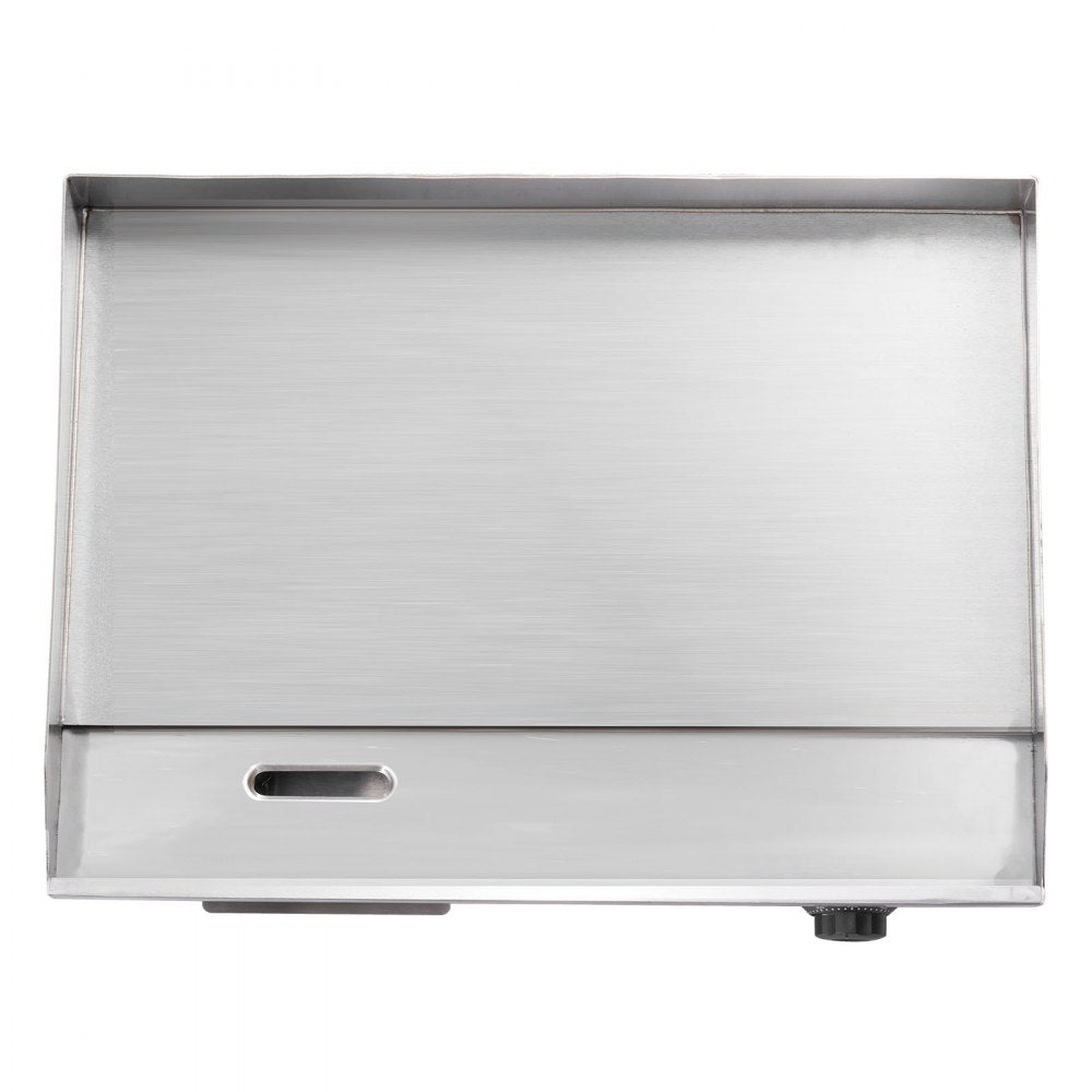 VEVOR Commercial Electric Griddle, 21 x 11.8 inch, 1750W, 122-570°F Adjustable Temp Control, Stainless Steel Countertop Flat Top Grill with 2 Spatulas, 2 Brushes and 4 Foot Pads, for Steak, Pancake