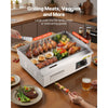VEVOR Commercial Electric Griddle, 21.06 x 11.81 inch, 3200W, 122-570°F Adjustable Temp Control, Stainless Steel Body, Full Flat, with 2 Spatulas, 2 Brushes, and 4 Foot Pads, for Steak, Pancake