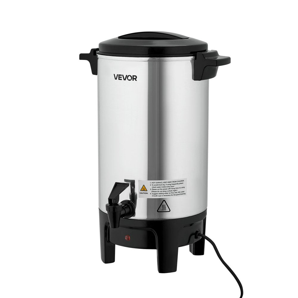 VEVOR Commercial Coffee Urn, 30 Cup 4.5 L Hot Beverage Dispenser with Dripless Faucet, Quick-Brewing Commercial Coffee Maker, Automatic Temperature Control, for Catering, Party, Church & Restaurant
