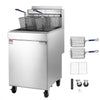 VEVOR Commercial Propane Deep Fryer 150,000 BTU with 2 Baskets, 5-Tube Burner Fryer, Stainless Steel Floor Standing Deep Fryers Cart, 80 lbs Capacity for Restaurants