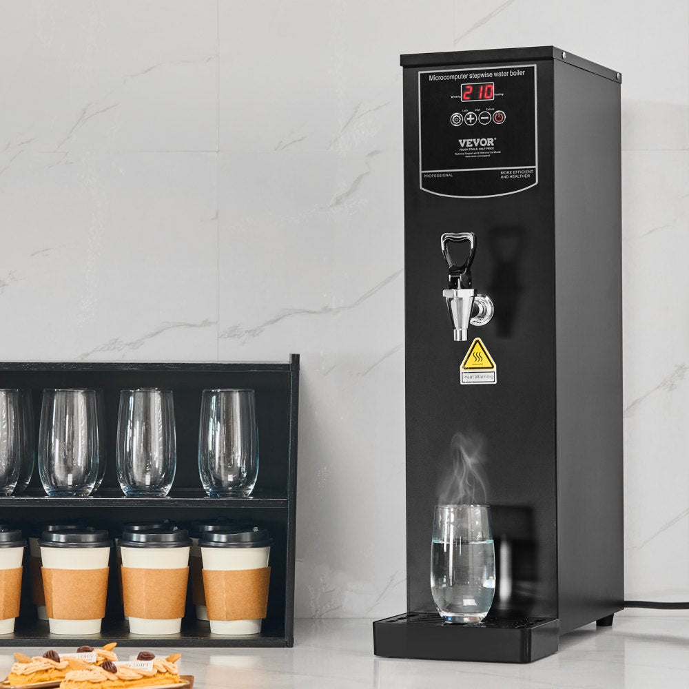 VEVOR Commercial Water Boiler, Electric Hot Water Dispenser with 316 Stainless Steel Heating Tube, 1500W Step-by-step Fast Heating 50L per Hour Hot Water Boiler, for Coffee Tea Restaurant Office