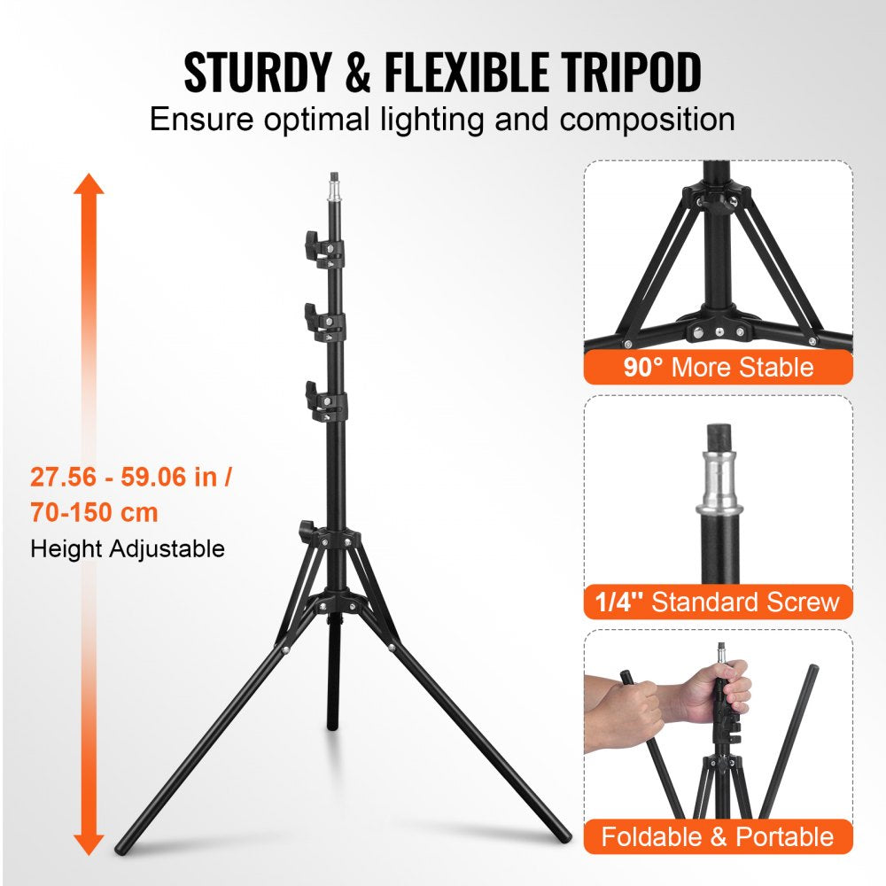 VEVOR Softbox Lighting Kit, 16" x 16", Professional Softbox with 45W LED Bulbs, 3000-6500K Adjustable Color Temperature, Tripod Stand, Remote Control, Studio Lights for Portrait shooting, Live Streaming