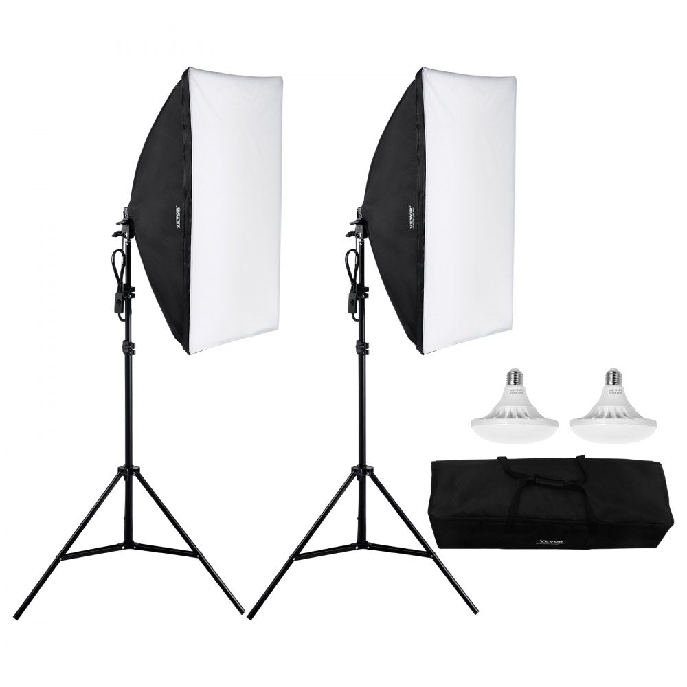 VEVOR Softbox Lighting Kit, 20" x 28", Professional Softbox with 30W 5500K LED Bulbs, Close to Natural Daylight, Adjustable Tripod Stand, Studio Lights for Photography, Vedio Recording, Live Streaming