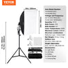VEVOR Softbox Lighting Kit, 24" x 24", Professional Softbox with 30W 5500K LED Bulbs, Close to Natural Daylight, Adjustable Tripod Stand, Studio Lights for Photography, Vedio Recording, Live Streaming