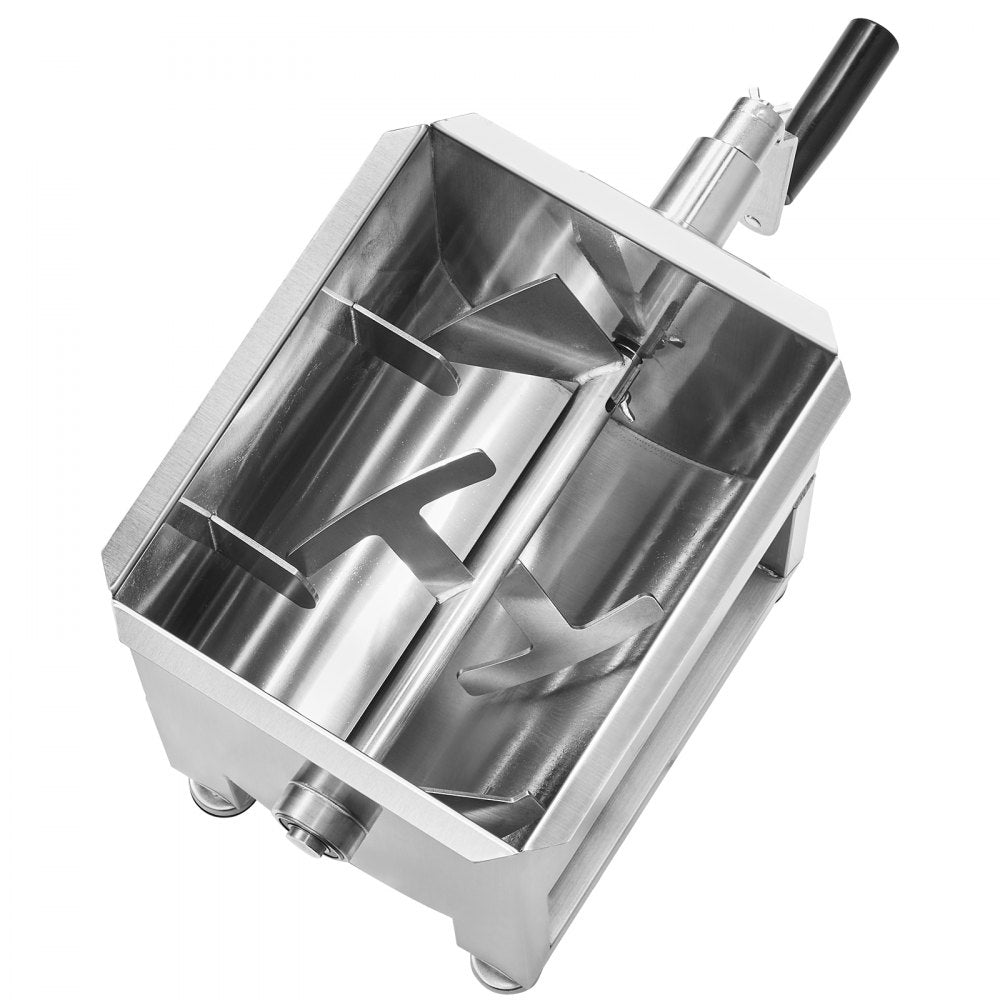 VEVOR Manual Meat Mixer, 10L Fixed Tank Meat Processing Equipment(Mixing Max 15LBS for Meat), Stainless Steel Meat Mixer, Sausage Mixer Machine with Lid Handle Gear Reducer, Ground Beef Hand Mixer