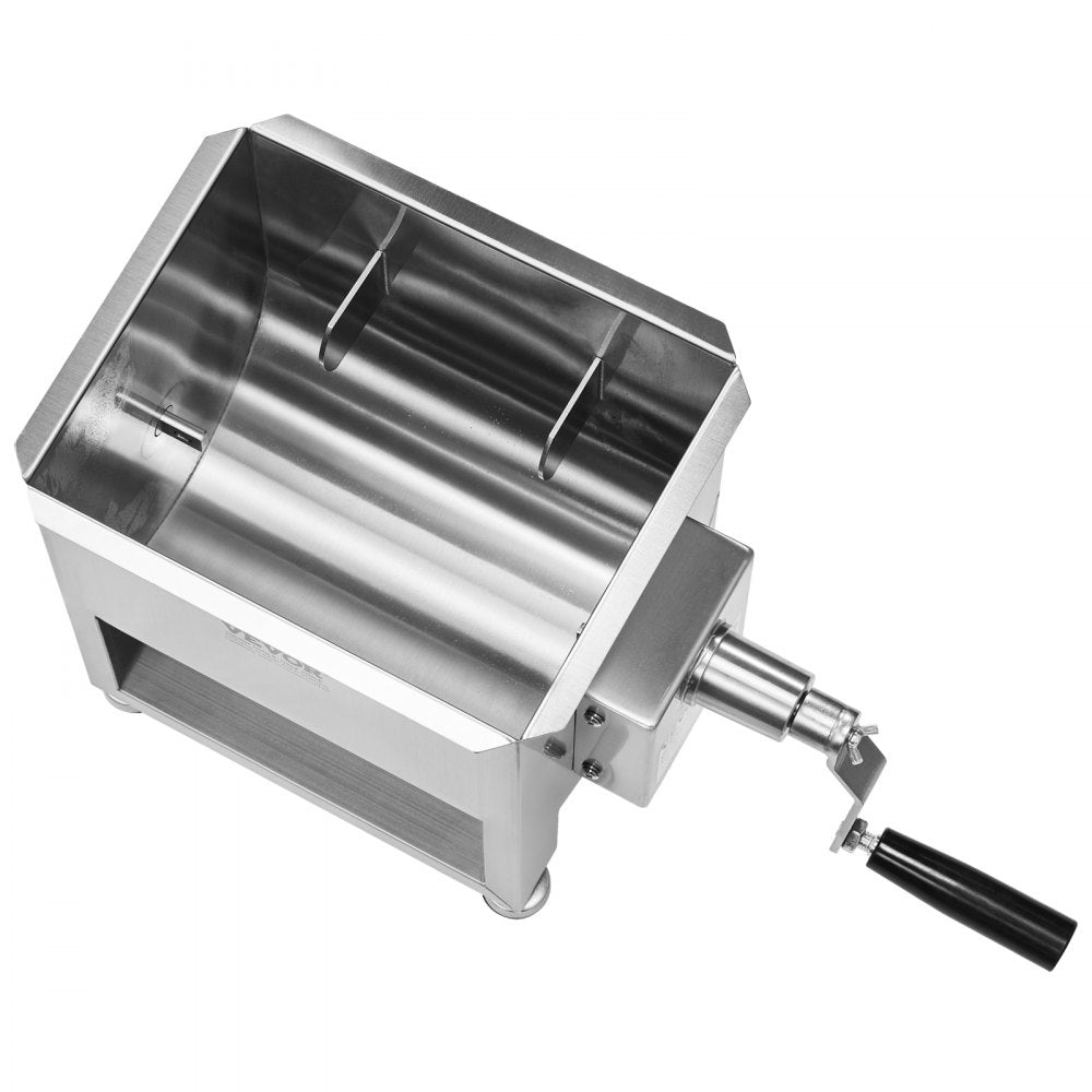 VEVOR Manual Meat Mixer, 10L Fixed Tank Meat Processing Equipment(Mixing Max 15LBS for Meat), Stainless Steel Meat Mixer, Sausage Mixer Machine with Lid Handle Gear Reducer, Ground Beef Hand Mixer