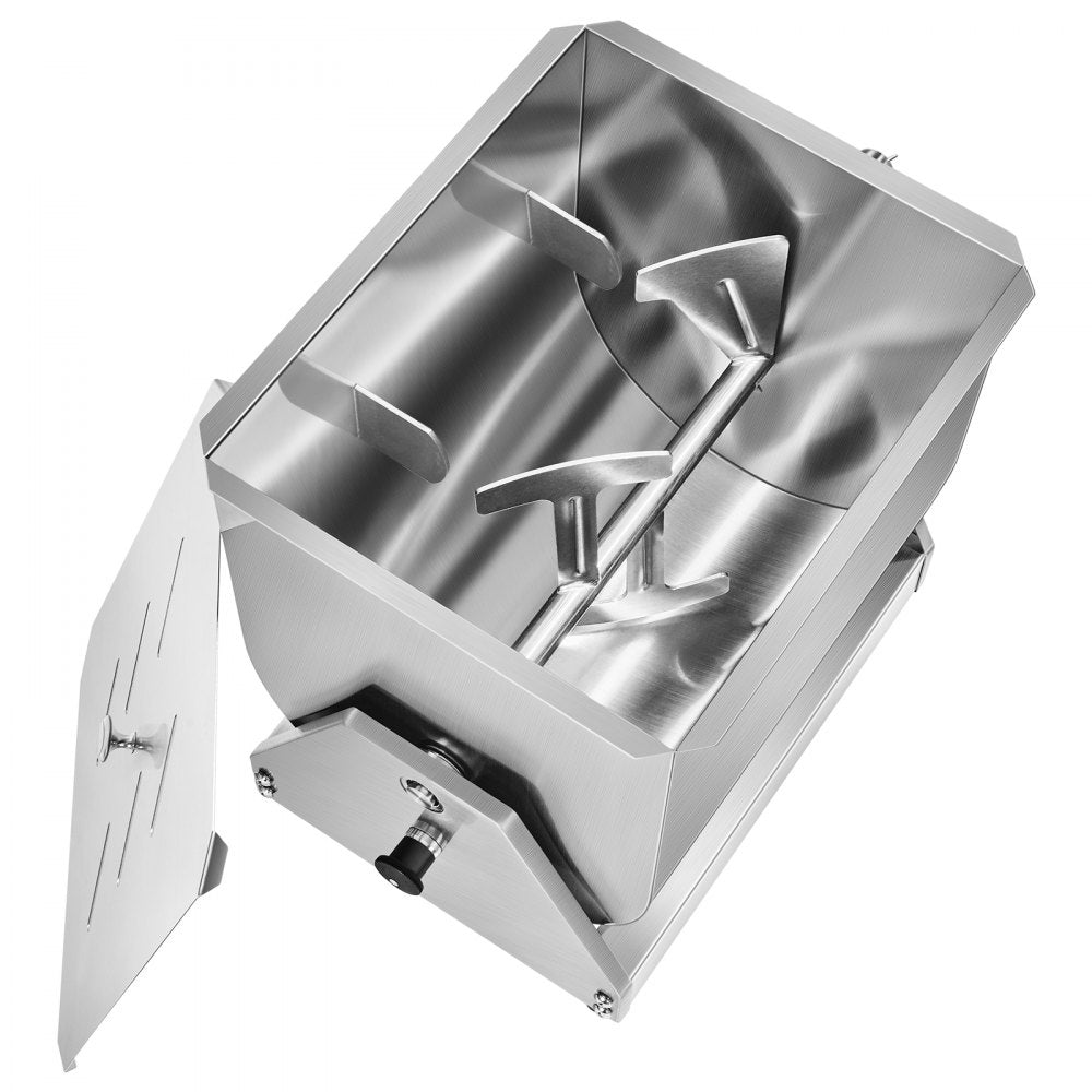 VEVOR Manual Meat Mixer, 15L Tilt Tank Meat Processing Equipment(Mixing Max 15LBS for Meat), Stainless Steel Meat Mixer, Sausage Mixer Machine with Lid Handle Gear Reducer, Ground Beef Hand Mixer