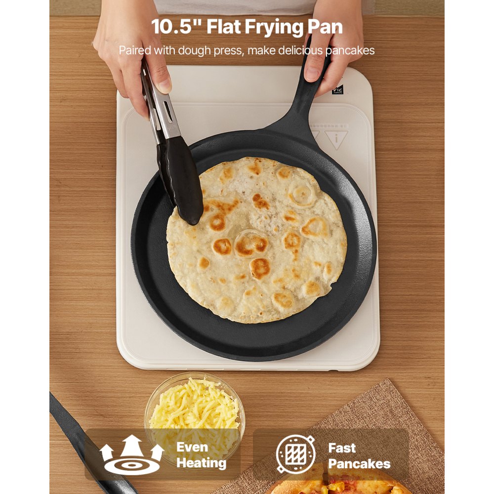 VEVOR Tortilla Press, 8 Inch Cast Iron Tortilla and Roti Maker, Heavy Duty Tortilladora Press, Pataconera Makers with Handle and 100 Pcs Parchment Paper, Dough Taco Press for Flour Tortilla, Tawa