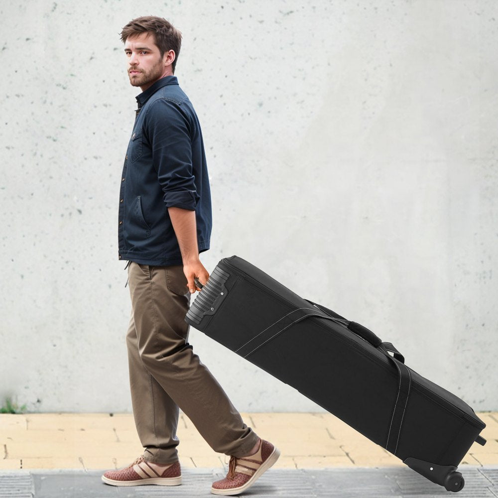 VEVOR Studio Equipment Trolley Case, 46.46 x 14.57 x 11.81 in / 118 x 37 x 30 cm, Rolling Camera Bag, Carrying Bag with Wheels Straps Padded Compartment Handle, for Light Stands, Tripods, Telescopes