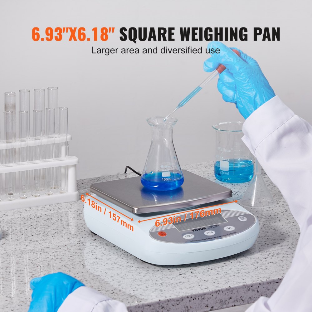 VEVOR Analytical Balance, 2000g x 0.01g Accuracy High Precision Lab Scale, 13 Units Conversion Electronic Scientific Laboratory Scale, LCD Display Digital Jewelry Weighing Scale for Lab, Jewelry