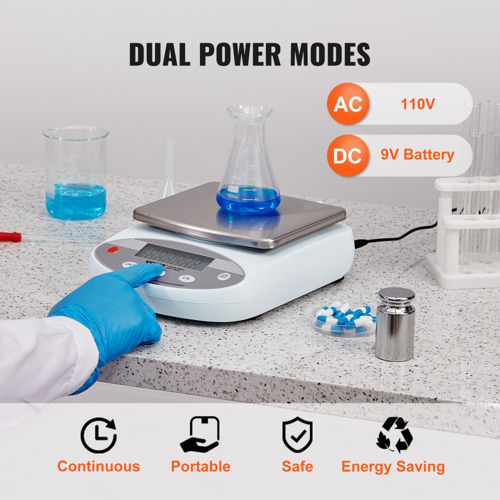 VEVOR Analytical Balance, 3000g x 0.01g Accuracy High Precision Lab Scale, 13 Units Conversion Electronic Scientific Laboratory Scale, LCD Display Digital Jewelry Weighing Scale for Lab, Jewelry