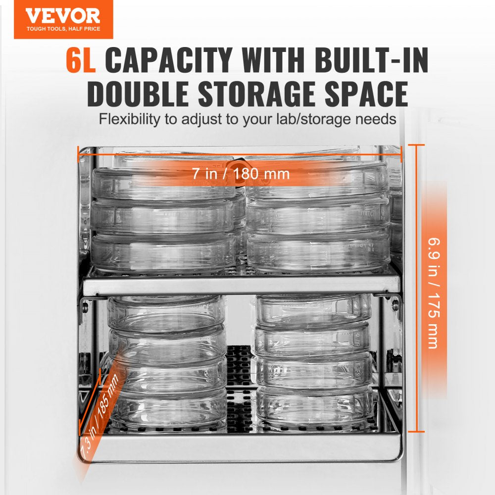VEVOR Lab Incubator, 6L, PID Temperature Control RT+5-65℃, Scientific Digital Incubator, Constant-Temperature Microbiological Laboratory Incubator for Lab Cell Culture Seed Germination Medical Science