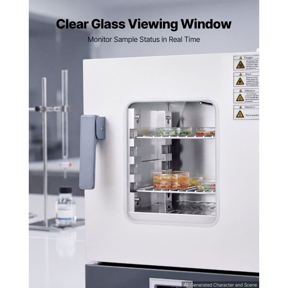 VEVOR Laboratory Incubator 5.3 Gal / 20 L Microbiological Lab Incubator, For Petri Dishes, Room Temp+41℉ to 158℉ PID Temperature Control, with Digital Panel and Glass Door, Constant Temperature