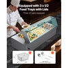 VEVOR Commercial Food Warmer, 1500W Electric Stainless Steel Steam Food Warmer with Glass Cover, 3-Pan Countertop Buffet Bain Marie with Soup & Perforated Ladles, for Catering, Restaurant & Party