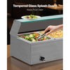 VEVOR Commercial Food Warmer, 1500W Electric Stainless Steel Steam Food Warmer with Glass Cover, 3-Pan Countertop Buffet Bain Marie with Soup & Perforated Ladles, for Catering, Restaurant & Party