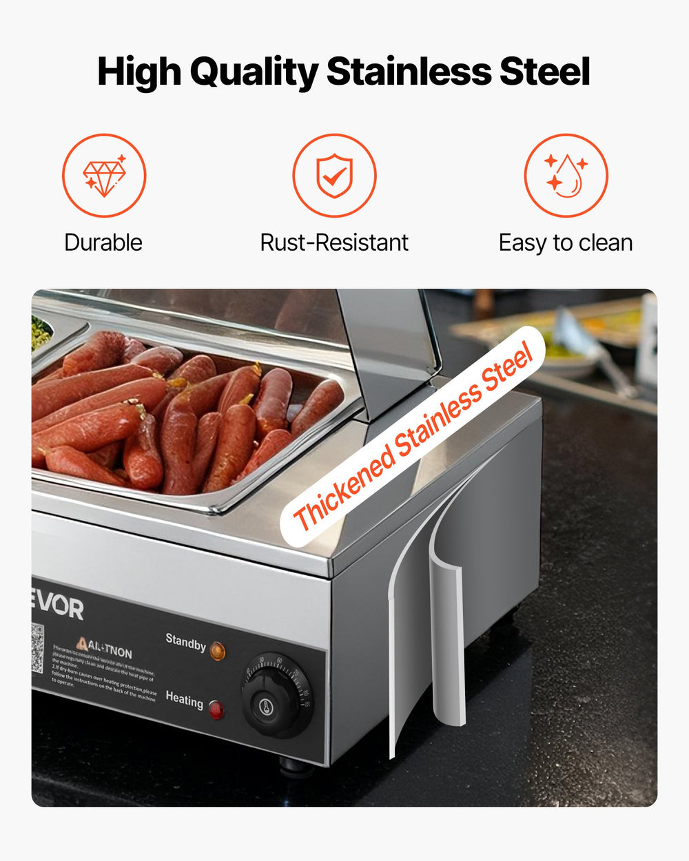 VEVOR Commercial Food Warmer high quality stainless steel graphic