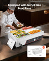 VEVOR Commercial Food Warmer, 1500W Electric Stainless Steel Steam Food Warming with Lid, 6-Pan Fast Heating Countertop Buffet Bain Marie with Power Cord, for Catering, Restaurant, Party & Buffets
