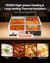 VEVOR Commercial Food Warmer, 1500W Electric Stainless Steel Steam Food Warming with Lid, Fast Heating Countertop Buffet Bain Marie with Six 1/3 Size Food Pans, for Catering, Restaurant and Party