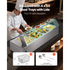 VEVOR Commercial Food Warmer, 1500W Electric Stainless Steel Steam Food Warmer with Glass Cover, 4-Pan Countertop Buffet Bain Marie with Soup & Perforated Ladles, for Catering, Restaurant & Party