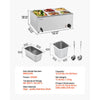 VEVOR 24QT Commercial Food Warmer, 5-Pan Electric Steam Table, 1200W Professional Countertop Stainless Steel Buffet Bain Marie with 86-185°F Temp Control for Catering, Buffet, Parties, Restaurants