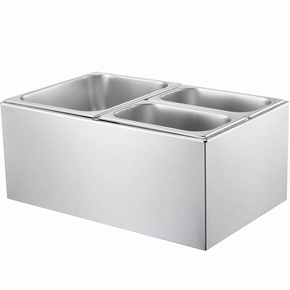 VEVOR 24QT Commercial Food Warmer, 3-Pan Electric Steam Table, 1200W Professional Countertop Stainless Steel Buffet Bain Marie with 86-185°F Temp Control for Catering, Buffet, Parties, Restaurants
