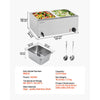 VEVOR 24QT Commercial Food Warmer, 2-Pan Electric Steam Table, 1200W Professional Countertop Stainless Steel Buffet Bain Marie with 86-185°F Temp Control for Catering, Buffet, Parties, Restaurants