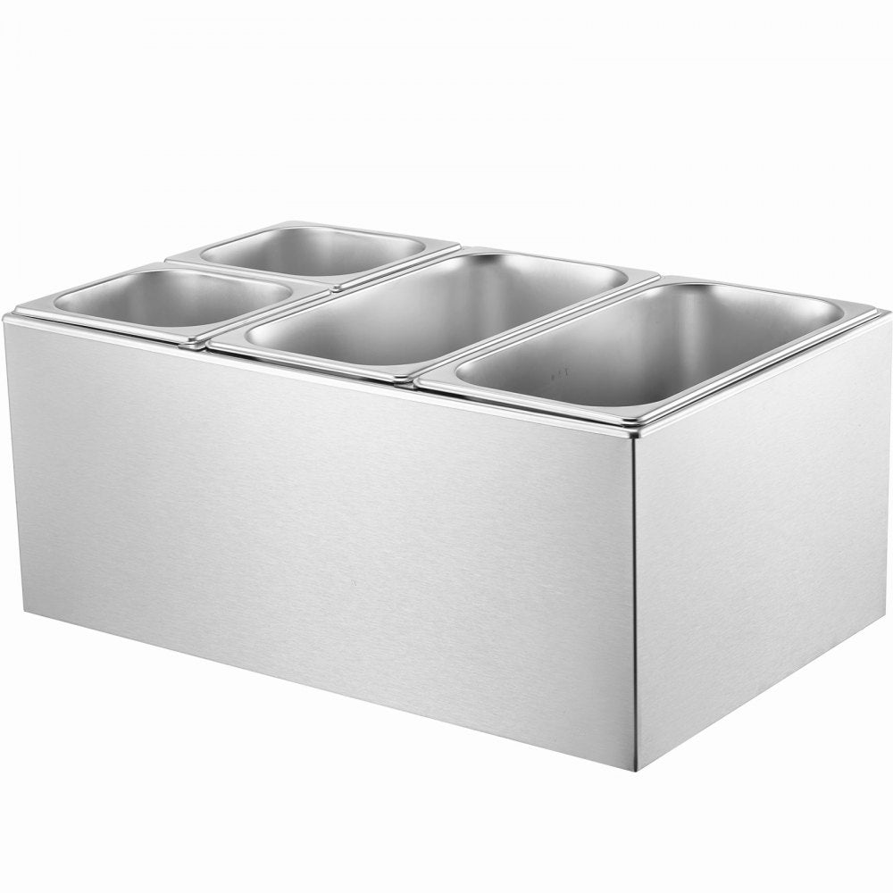 VEVOR 4-Pan Commercial Food Warmer, 16.4QT Electric Steam Table, 1200W Professional Countertop Stainless Steel Buffet Bain Marie with 86-185°F Temp Control for Catering and Restaurants, Silver