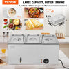 VEVOR 3-Pan Commercial Food Warmer, 17.4QT Electric Steam Table, 1200W Professional Countertop Stainless Steel Buffet Bain Marie with 86-185°F Temp Control for Catering and Restaurants, Silver