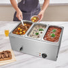 VEVOR 3-Pan Commercial Food Warmer, 17.4QT Electric Steam Table, 1200W Professional Countertop Stainless Steel Buffet Bain Marie with 86-185°F Temp Control for Catering and Restaurants, Silver