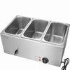 VEVOR 3-Pan Commercial Food Warmer, 17.4QT Electric Steam Table, 1200W Professional Countertop Stainless Steel Buffet Bain Marie with 86-185°F Temp Control for Catering and Restaurants, Silver