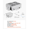 VEVOR Commercial Food Warmer, 1500W Electric Stainless Steel Steam Food Warmer with Lid, 4-Pan Fast Heating Countertop Buffet Bain Marie with Soup & Perforated Ladles, for Catering, Restaurant, Party