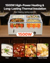 VEVOR Commercial Food Warmer, 1500W Electric Stainless Steel Steam Food Warmer with Lid, 4-Pan Fast Heating Countertop Buffet Bain Marie with Soup & Perforated Ladles, for Catering, Restaurant, Party