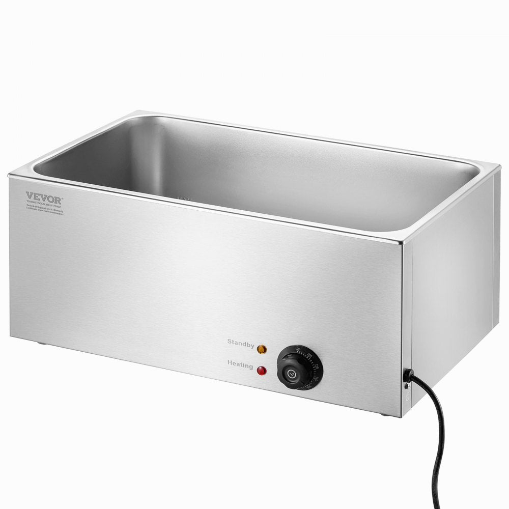 VEVOR Commercial Food Warmer 19QT Bain Marie 1200W Electric Buffet Warmer Steam Table Food Warmer Countertop Stainless Steel Food Warmer Wet or Dry Use for Parties, Catering and Restaurant