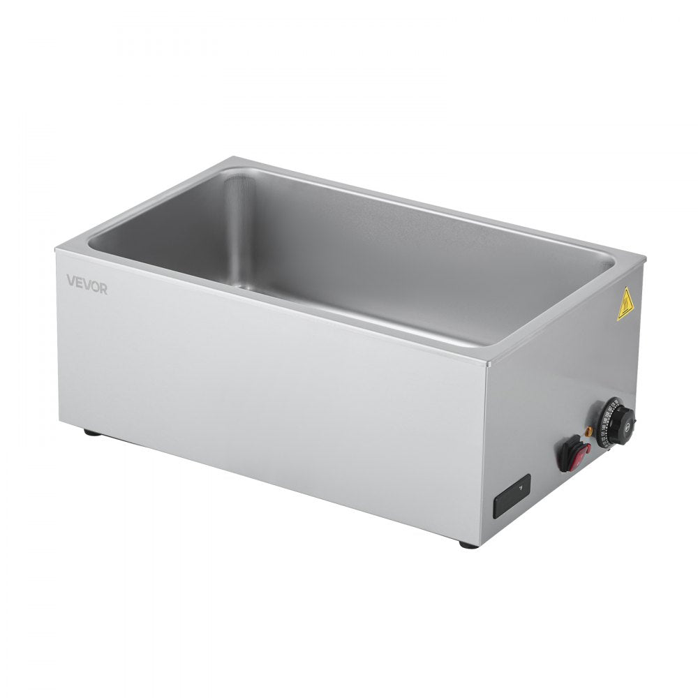 VEVOR Commercial Food Warmer, 1200W Electric Stainless Steel Steam Food Warmer, Fast Heating Countertop Buffet Bain Marie with Soup & Perforated Ladles, for Catering, Restaurants, Parties, Buffets