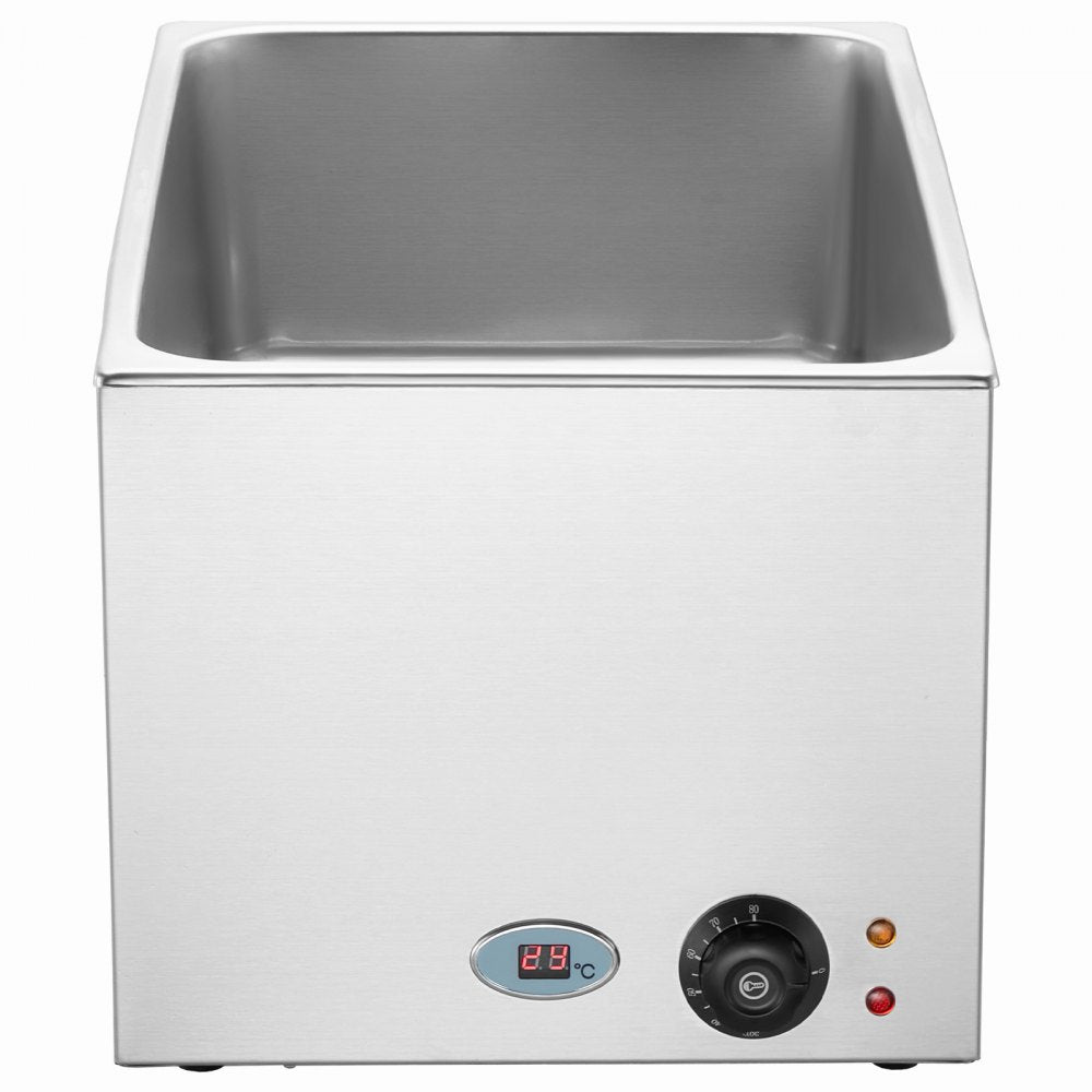 VEVOR Commercial Food Warmer 19QT Bain Marie 1200W Electric Buffet Warmer Steam Table Food Warmer Countertop Stainless Steel Food Warmer Wet or Dry Use for Parties, Catering and Restaurant