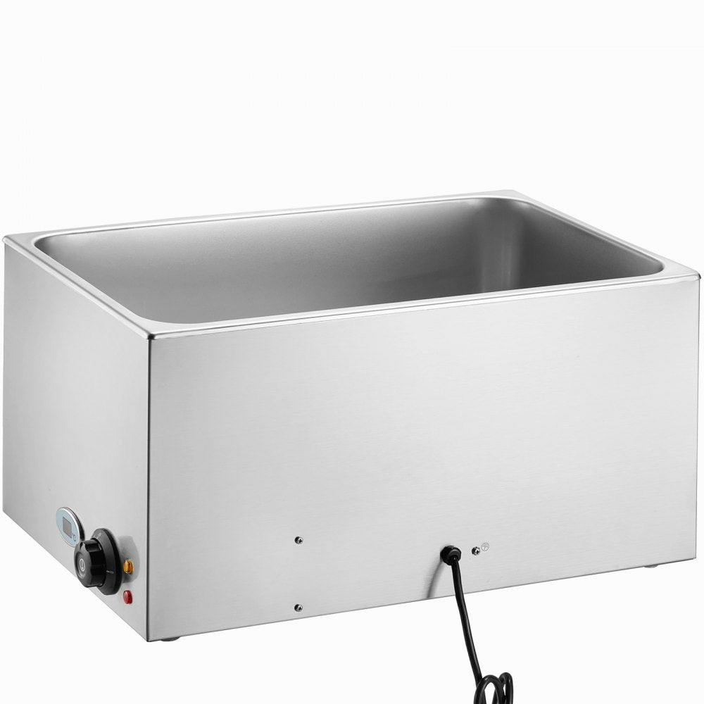 VEVOR Commercial Food Warmer 19QT Bain Marie 1200W Electric Buffet Warmer Steam Table Food Warmer Countertop Stainless Steel Food Warmer Wet or Dry Use for Parties, Catering and Restaurant