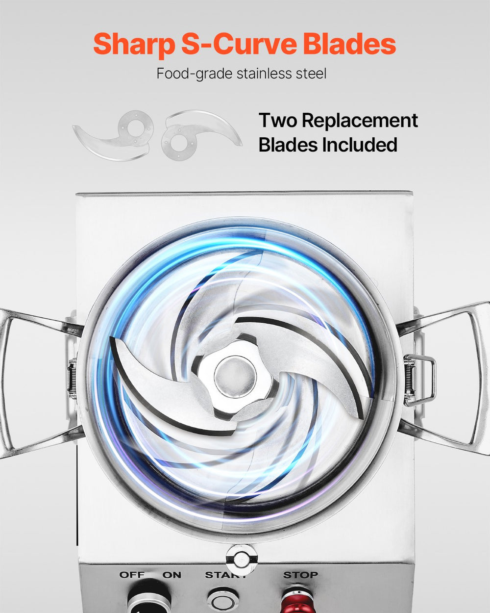 VEVOR Food Processor & Vegetable Chopper sharp S-curve blades with two replacement blades included image