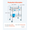VEVOR Lab Serving Cart, 2 Layers Stainless Steel Utility Rolling Cart, Medical Cart with Two Drawers, Dental Utility Cart with Lockable Wheels and A Bucket, for Laboratory, Hospital, Dental Use