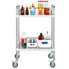 VEVOR Lab Rolling Cart, 2-Shelf Stainless Steel Rolling Cart, Lab Serving Cart with Swivel Casters, Dental Utility Cart for Clinic, Lab,  Hospital, Salon, 15.16"x21.57"x34.06"
