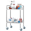 VEVOR Lab Rolling Cart, 2-Shelf Stainless Steel Rolling Cart, Lab Serving Cart with Swivel Casters, Dental Utility Cart for Clinic, Lab,  Hospital, Salon, 15.16"x21.57"x34.06"