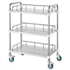 VEVOR Lab Rolling Cart, 3-Shelf Stainless Steel Rolling Cart, Lab Serving Cart with Swivel Casters, Dental Utility Cart for Clinic, Lab,  Hospital, Salon, 26.38"x15.55"x34.13"