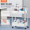 VEVOR Lab Cart, 2 Tiers Stainless Steel Utility Cart, Medical Cart with 2 Drawers, Rolling Lab Cart White Paint, Serving Cart with Swivel Casters for Laboratory, Hospital, Dental, Salon and Beauty