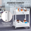 VEVOR Lab Cart, 2 Tiers Stainless Steel Utility Cart, Medical Cart with 2 Drawers, Rolling Lab Cart White Paint, Serving Cart with Swivel Casters for Laboratory, Hospital, Dental, Salon and Beauty