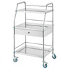 VEVOR Service Cart, 3 Layers Stainless Steel Utility Rolling Cart, Medical Cart with Drawer, Dental Utility Cart with Lockable Wheels, Ideal for Laboratory, Hospital, Dental Use