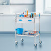 VEVOR Service Cart, 2 Layers Stainless Steel Utility Rolling Cart, Medical Cart with Two Drawers, Dental Utility Cart with Lockable Wheels and A Bucket, Ideal for Laboratory, Hospital, Dental Use
