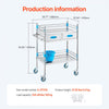 VEVOR Service Cart, 2 Layers Stainless Steel Utility Rolling Cart, Medical Cart with Two Drawers, Dental Utility Cart with Lockable Wheels and A Bucket, Ideal for Laboratory, Hospital, Dental Use