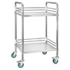 VEVOR Stainless Steel Cart, 2-Tier Rolling Lab Utility Cart with Lockable Wheels, Medical Serving Trolley Clinic Tray, Heavy Duty Mobile Service Storage Tray for Hospital, Restaurant, Kitchen, Salon