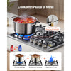 VEVOR 24 inch Gas Cooktop 4 Burners Gas Stove Top, Max 27000BTU Built-in Stainless Steel Stove Top LPG/NG Convertible Dual Fuel Cooktop Stoves with Thermocouple Protection for Kitchen Apartment Rvs