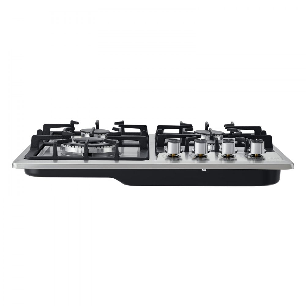 VEVOR 24 inch Gas Cooktop 4 Burners Gas Stove Top, Max 27000BTU Built-in Stainless Steel Stove Top LPG/NG Convertible Dual Fuel Cooktop Stoves with Thermocouple Protection for Kitchen Apartment Rvs